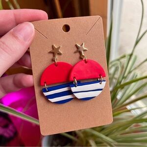 Red White & Blue Star Dangle Earrings